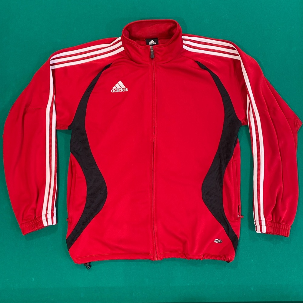 Red ADIDAS vintage tracksuit top.